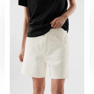 NWT COS Relaxed White Denim Shorts, Size 30